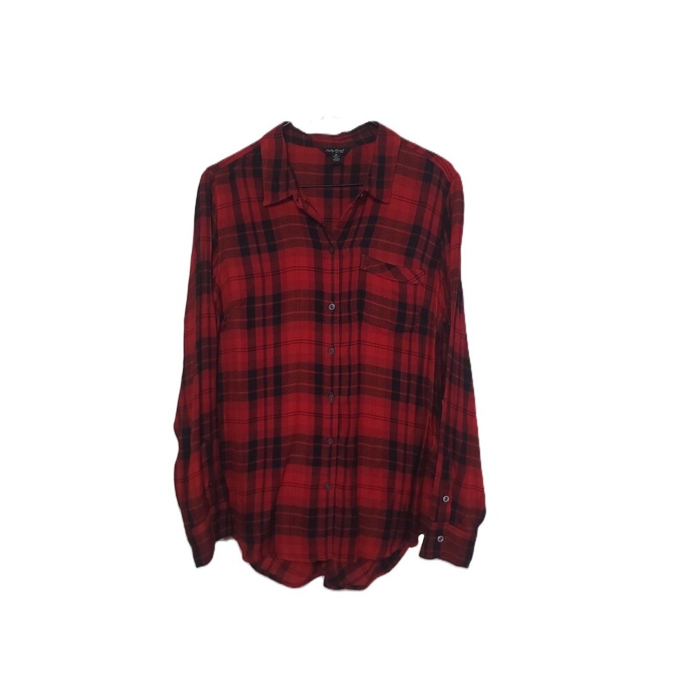 Lucky Brand Shirt Womens M Buffalo Plaid Button Up Long Sleeve Pocket Top